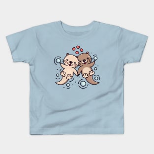 Significant Otters Otters Holding Hands Kids T-Shirt